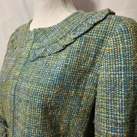 Alvin Valley Womens Woven Blue/Brown/Tan/Gold Blazer Jacket 3/4 Sleeve Size 38/4 - Picture 3 of 8